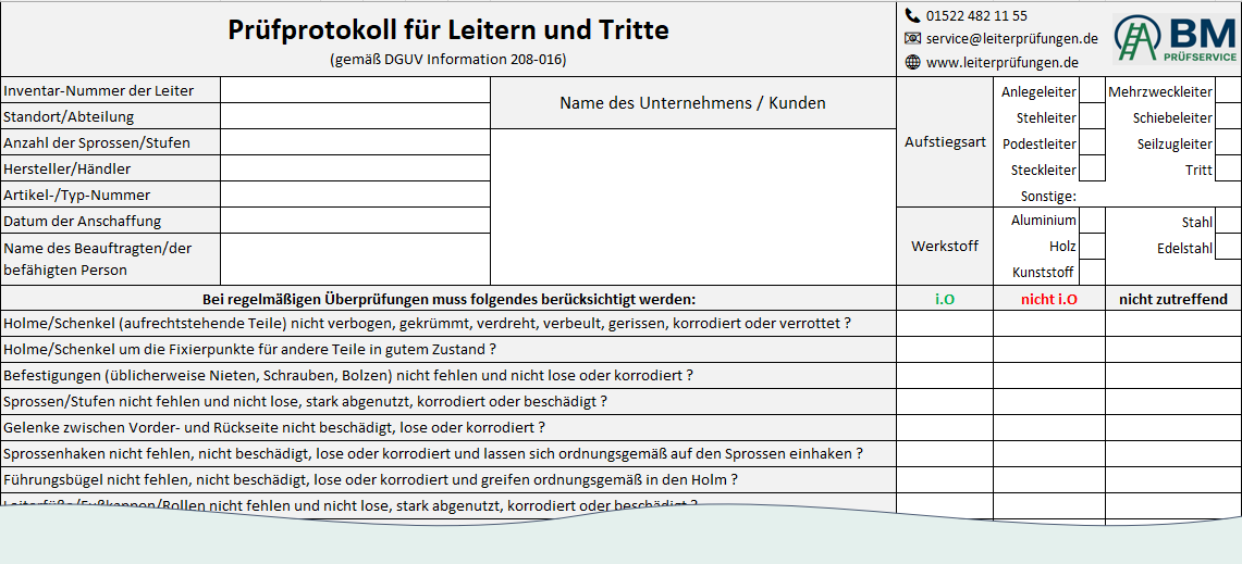 Kontrollblatt Prüfprotokoll Checkliste - Leiterprüfung Ruhrgebiet leiterprüfung-ruhrgebiet-kontrollblatt-checkliste-prüfprotokoll